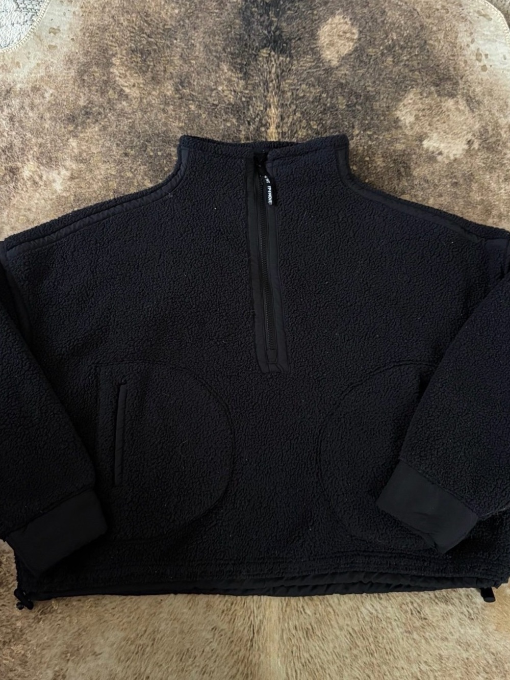FP Movement by Free People Black Sherpa Half-Zip Pullover